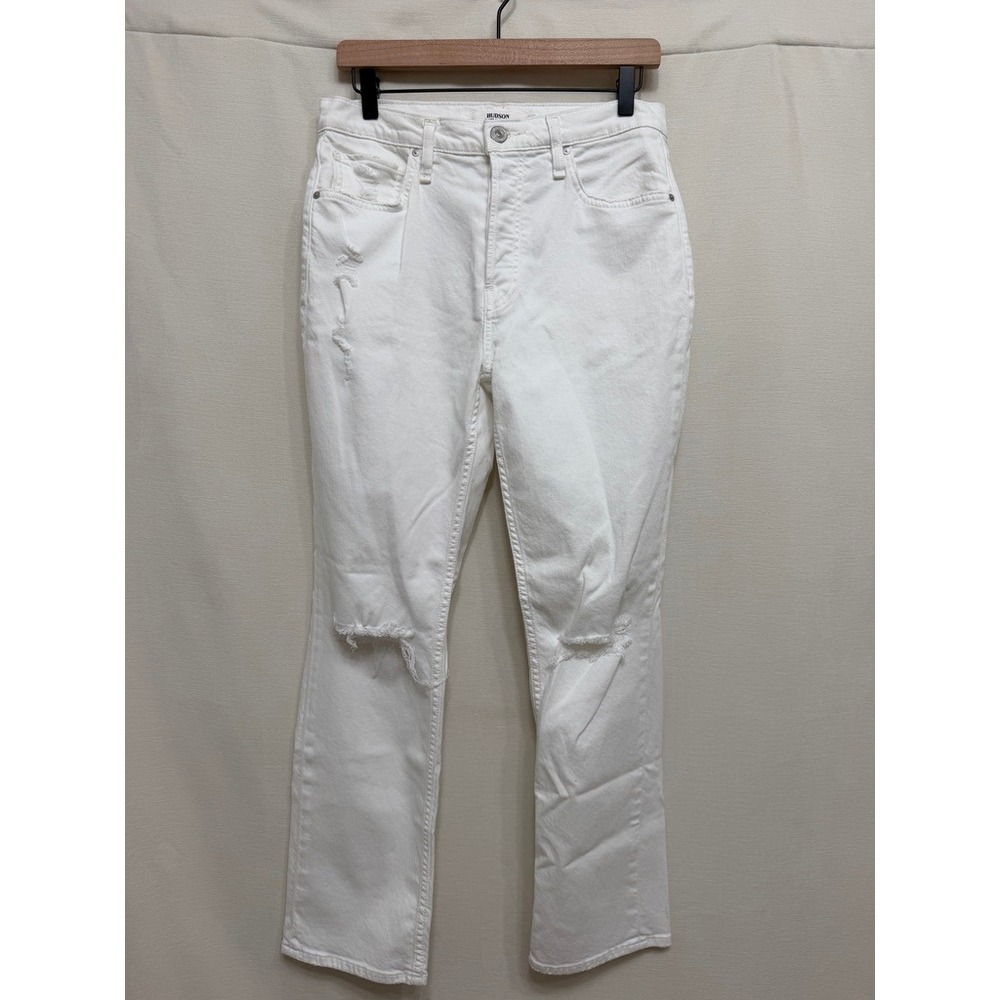 Hudson Thalia High Rise Straight Leg Jeans Womens 27 White Distressed